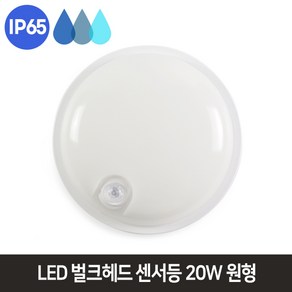 일루미 LED 벌크헤드 센서등 20W 원형 외부벽등 IP65방수 현관 대문 고감도조명, 원형화이트, 주광색(6500K)