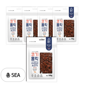 코기홀릭 져키 반려견 간식, 소고기맛, 100g, 5개