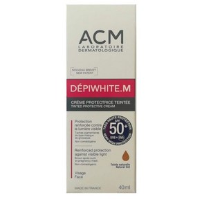 ACM Laboato는 DEPIWHITE M 틴티드 보호 크림 SPF 50 40ml입니다. NATURAL TINT 피부미용 선물, 1개, 40ml