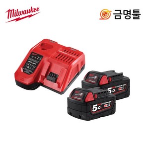 밀워키 M18B5(2개)+M12-18FC(급속충전기) 스타터키트 밧데리콤보 M18 FID M18 FPD호환용, 1개