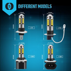 2x H27W/2 H27W/1 H27W Led H27 880 881 전구 1400LM 6500K 화이트 5w 자동차 안개 빛 프런트 헤 운전 램프 자동 12V, 한개옵션1, 04 H27/880, 1개