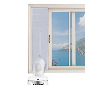 이동식 에어컨 칸막이 가림막 자바라 창문형 바람막이 연장 자동 잠금 지퍼 및 접착 버클 92x25cm와 휴대용 씰링 ac AC 단위 창 인감, Light Gey, CN, 1개