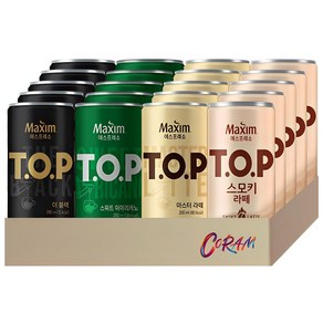 오늘쇼핑 기획/ 맥심 티오피 4종 혼합세트 /캔커피, 20개, 200ml, 라떼 5캔+블랙 5캔+스위트5캔+스모키5캔