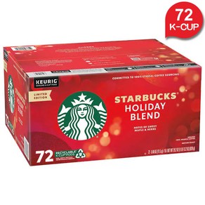 스타벅스 커피 홀리데이 블렌드 K-컵 캡슐 72개입 Stabucks Coffee Holiday Blend K-Cup Pod, 1개, 11.5g