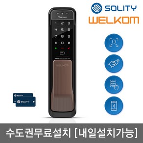 [수도권설치-내일도 가능] 웰콤 얼굴안면인식 WP-500A 무타공 푸시풀 카드키2+번호키 블루투스(옵션) 빠르고 편리한 3D 얼굴인증 현관문 디지털도어락 즉시잠김 허수기능, 무료설치(A지역)-월요일, 웰콤 WP-500A, 방문설치