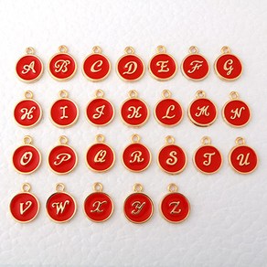 비즈아이 [7147]이니셜펜던트 에폭흘림체이니셜 10x13mm A~Z(레드골드) 1개