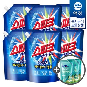 [애경] 스파크 액체 세탁세제 리필 2.1L x6개 +세제300ml 2개증정, 상세 설명 참조, 6개