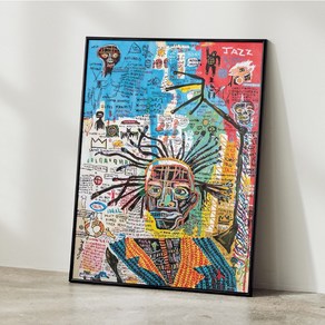 장미쉘 바스키아 그림 포스터 거실그림액자 명화그림 액자 작품 인테리어 JEAN MICHEL BASQUIAT 14, A4 사이즈(210x297mm), A4 포스터 + 화이트 액자 결합