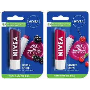 NIVEA Lip Balm Fuity Blackbey Shine 4.8g And NIVEA Lip Balm Fuity Chey Shine 4.8g, 2개