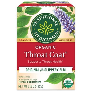 Taditional Medicinals Tea Oganic Thoat Coat Suppots Thoat 전통 약용 차 유기농 인후 코트 인후 건강 지원 16 티, 22.68g, 1개, 1개, 1개입