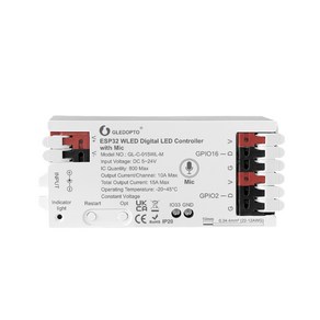 마이크 포함 DIY ESP32 WLED 컨트롤러 음악 사운드 다이내믹 와이파이 5-24V WS2811 SK6812 픽셀 라이, [02] GL-C-015WL-M-white