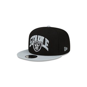 New Era 남성 X 스테이플 블랙 그레이 Las Vegas Raiders Pigeon 9Fifty 스냅백 모자