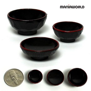 칠기 그릇 (일식) 4 5p 3size (밥그릇 우동그릇 반찬그릇) 미니어처, 3. 소 - 밥그릇, 1개