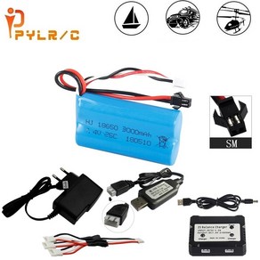 RC 보트 자동차 탱크 드론 부품용 18650 배터리 WPL MN99S D90 U12A S033g Q1 H101 SM 74V 1500mAh 2200mAh 3000mAh, 26)3000mah, 1개