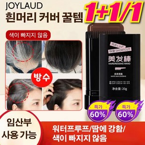 [빠른 발색] 흰머리 커버 염색 스틱 1빗 염색 방수 땀방지 흰머리 커버 염색 헤어스틱 무첨가 식물성 커버 헤어 스틱, 블랙, 20g