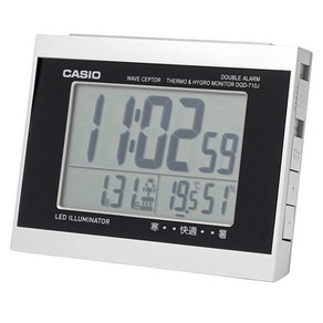 CASIO(카시오) 알람 시계 전파 실버 디지털 더블 알람 온도 습도 캘린더 표시 DQD-710J-8JF