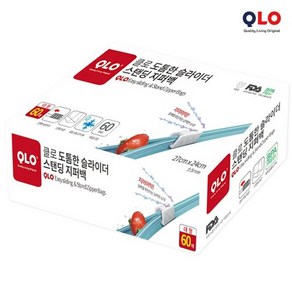 클로 QLO 도톰한 슬라이드 스탠딩 지퍼백 27x24x8cm 대형 60매, 60개