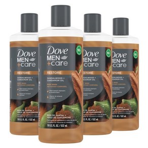 DOVE 남성용 CARE 식물성 클렌저 보습제로 샤워 중 재건하는 도브 남성케어 바디 워시 샌달우드 카다멈 오일 4 카운트 18온스