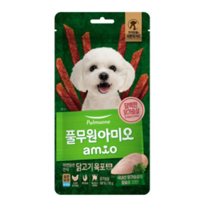 풀무원아미오 강아지 자연담은 육포 칼슘PLUS, 닭가슴살, 50g, 3개