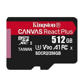 Kingston 512GB마이크로 SD 카드 메모리 CANVAS React Plus U3 V90 A1 SD/TF 플래시 휴대폰용, 1개, 512GB