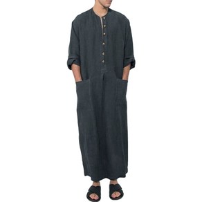 전통적인 무슬림 의류 Eid 중동 jubba thobe 주머니 스탠드 칼라 무슬림 가운 단색 무슬림 Kaftan