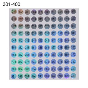 숫자스티커 1-500 방수 번호 스티커 라벨 마킹 매기기 매니큐어 도구 자체 접착 디지털 스크랩북 DIY 공예, 301-400