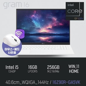 LG 그램16 16Z90R-GA5VK [사은품 증정], WIN11 Home, 16GB, 256GB, 스노우 화이트