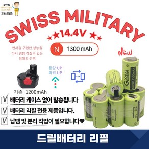 스위스밀리터리 SWISS MILITARY 충전 배터리 리필 14.4V 1300mA 1SET