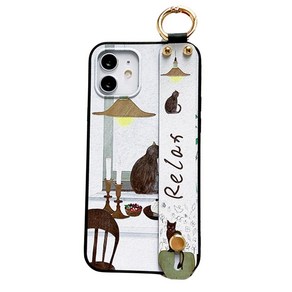 신서엔코 갤럭시S8케이스 갤럭시S8플러스케이스 Galaxy Phone Case SCS-1545 릴렉스 고양이 일러스트 핸드 스트랩 케이스