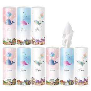 선물세트 [날아라 고래] / 대나무 티슈 슬림티슈 고래시리즈 프리미엄 차량용티슈 휴대용티슈, 9개입, 1세트