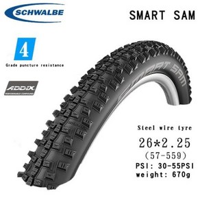 Schwalbe 산악 자전거 타이어 Am XC 스틸 와이어 찔림 방지 SMART SAM PLUS 26 27.5 29 인치 접이식, [02] 26x2.25, 1개