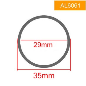 알루미늄 아연 사각 파이프 외경 35mm6061 튜브 OD35mm 내경 7mm 33mm 중공 합금, 1개