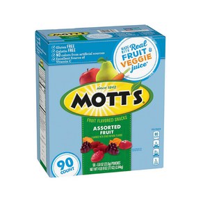 대용량 과일 젤리 모츠 후르츠 90팩 Motts Meldleys Assoted Fuit Snacks Gluten Fee 90 ct, 90개, 22.6g