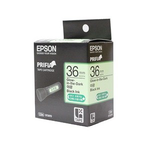 EPSON SY36YD-LX 라벨테이프 바탕 야광 글씨 검정 36mm, 1개