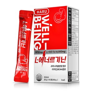 하루웰빙 L-에너르기닌 L아르기닌 6000mg BCAA함유 20g x 15포, 300g, 1개