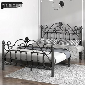 공주침대 프레임 북유럽 스타일 공주풍 철재 퀸 핑크 플랫테일 스켈레톤 1000x2000, 1000mmx2000mm, 블랙 고미8cm 코코넛 매트