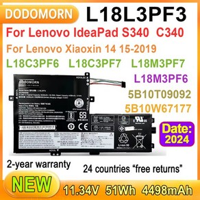 마끼다배터리 OMORN 노트북 배터리 레노버 IdeaPad S340 S340-14API 14IIL 14IML 14IWL S340-15API 15IML 15IWL C340-15IIL, 1개