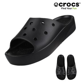 [크록스] CROCS 슬리퍼 클래식 플랫폼 슬라이드 208180-001 블랙