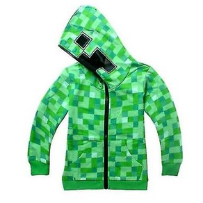 Wzgong Minecraft Kids 소년 청소년 까마귀 우편 코트 스웨터 자켓 선물 (140cm)