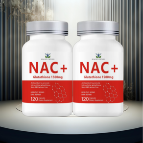 NAC 항산화 글루타치온 전구체 N 아세틸 시스테인 엘시스테인 항산화 1500mg 무관세, 2개, 120정