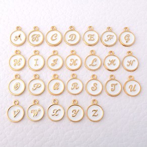 비즈아이 [7144]이니셜펜던트 에폭흘림체이니셜 10x13mm A~Z(화이트골드) 1개