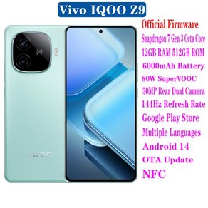 Vivo IQOO Z9 5G 스마트폰 6000mAh 배터리 80W SupeVOOC 6.78 인치 AMOLED 144Hz 스냅드래곤 7 Gen 3 옥, 01 Official Standad, 03 8GB 128GB Cyan