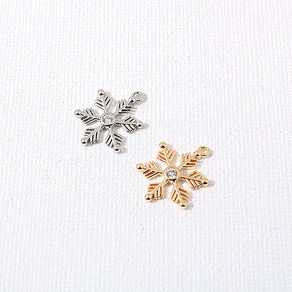 싼비즈 [7160-16]큐빅펜던트 빗살눈꽃 13x16mm OR/골드 1개