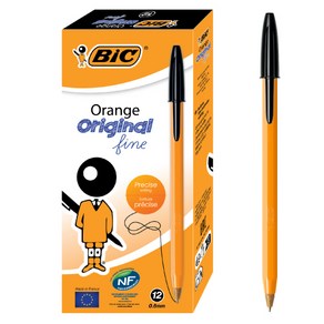 Bic Oange Ballpen 빅 오렌지 볼펜 유성 0.7mm 12자루 블랙, 1개, 빅 오렌지볼펜 블랙 12입