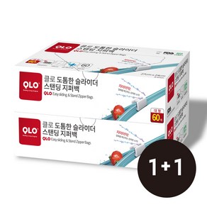 QLO 도톰한 슬라이드 스탠딩 지퍼백 1+1, 대(L), 2개