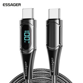 ESSAGER 디지털 디스플레이 PD100W C to C타입 고속 충전 케이블 아이폰 핸드폰, 1m (A-014), Black, 1개