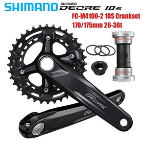 시마노 DEORE 10 단 M4100 크랭크셋 MTB 자전거용 36-26T 170 175mm 10V 크랭크셋 그룹셋 브래킷 SM-BB52 BB-MT501 자전거 부품