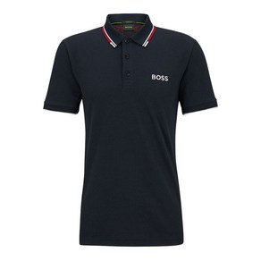 휴고 보스 Men's Paddy Po Navy Blue 스트레치 Cotton Shot Sleeve Polo 티셔츠 291675