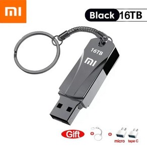 샤오미 U 디스크 메탈 플래시 드라이브 USB 30 고속 파일 전송 8TB 4TB 방수 초대용량 컴퓨터 펜 드라이브, 09 Black 16TB