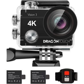 Dagon Touch 액션캠 콤보 포켓 Pocket 드래곤 터치 4K 액션 카메라 20MP 비전 3 수중 방수 170 광각 WiFi 스포츠 캠리모트 2 배터리 장착 액세서리, 1개